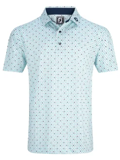 FootJoy Shirts|Flying Wasp Print Lisle Polo Shirt (Athletic Fit) - White/Emerald/Navy
