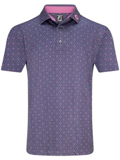 FootJoy Shirts|Flying Wasp Print Lisle Polo Shirt (Athletic Fit) - Dusk/Black/Pink