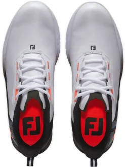 FootJoy Mens Golf Shoes|Fuel Golf Shoes - White/Black/Coral