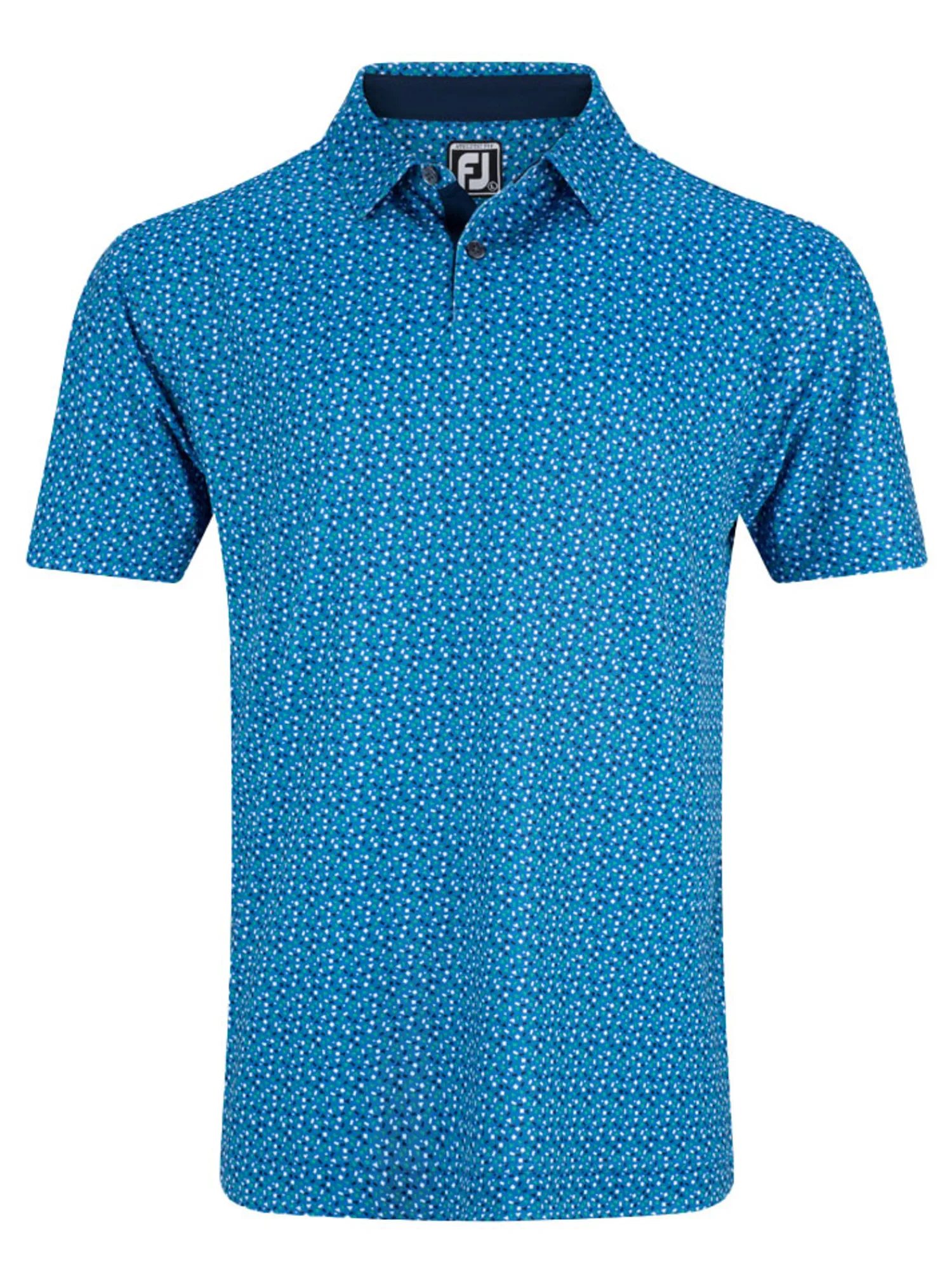 FootJoy Shirts|Geometry Print Stretch Pique Polo Shirt (Athletic Fit) - Blue/Emerald