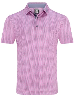 FootJoy Shirts|Leaf Print Lisle Polo Shirt - Pink/Purple Dusk