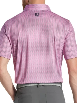 FootJoy Shirts|Leaf Print Lisle Polo Shirt - Pink/Purple Dusk