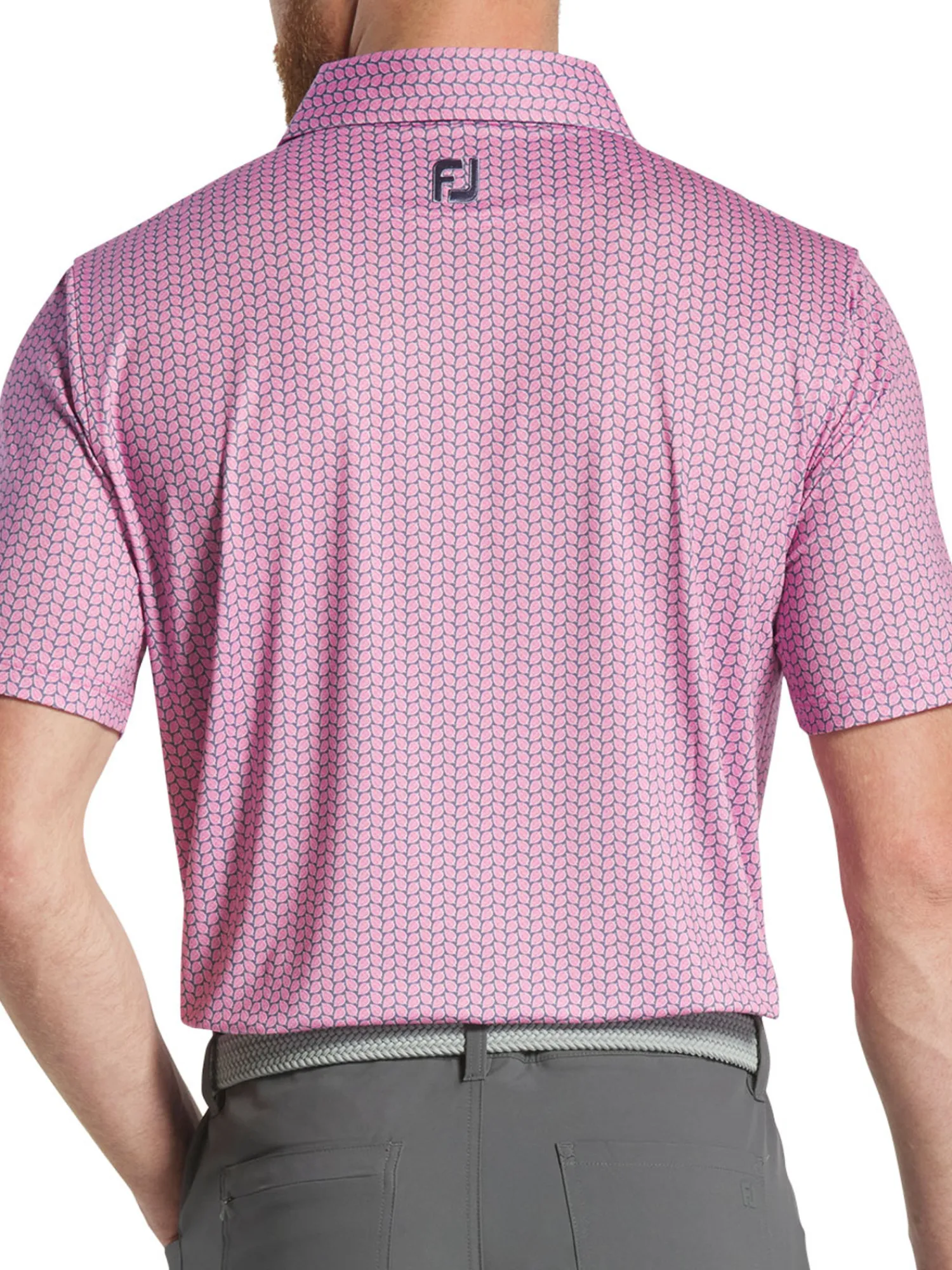 FootJoy Shirts|Leaf Print Lisle Polo Shirt - Pink/Purple Dusk