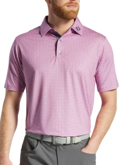 FootJoy Shirts|Leaf Print Lisle Polo Shirt - Pink/Purple Dusk