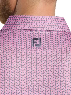 FootJoy Shirts|Leaf Print Lisle Polo Shirt - Pink/Purple Dusk