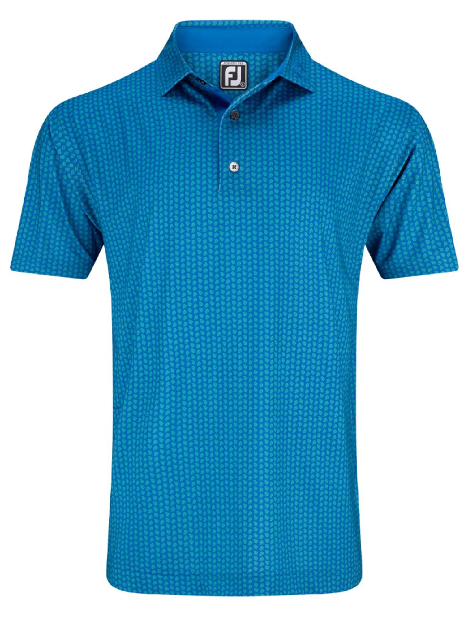 FootJoy Shirts|Leaf Print Lisle Polo Shirt - Emerald/Blue