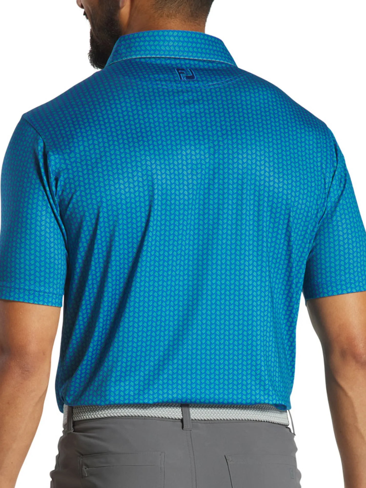FootJoy Shirts|Leaf Print Lisle Polo Shirt - Emerald/Blue