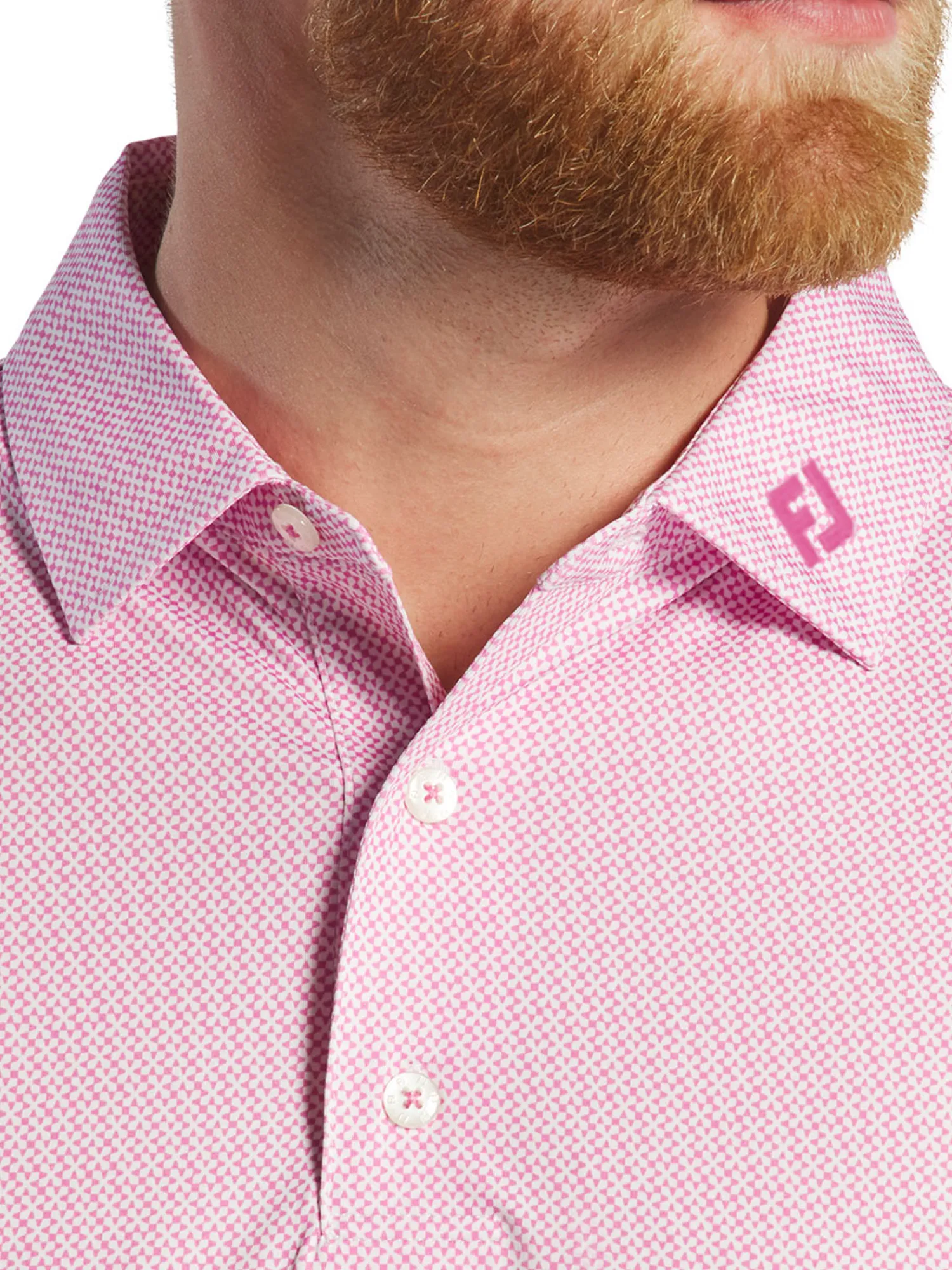 FootJoy Shirts|Pinwheel Print Lisle Polo Shirt (Athletic Fit) - Pink/White