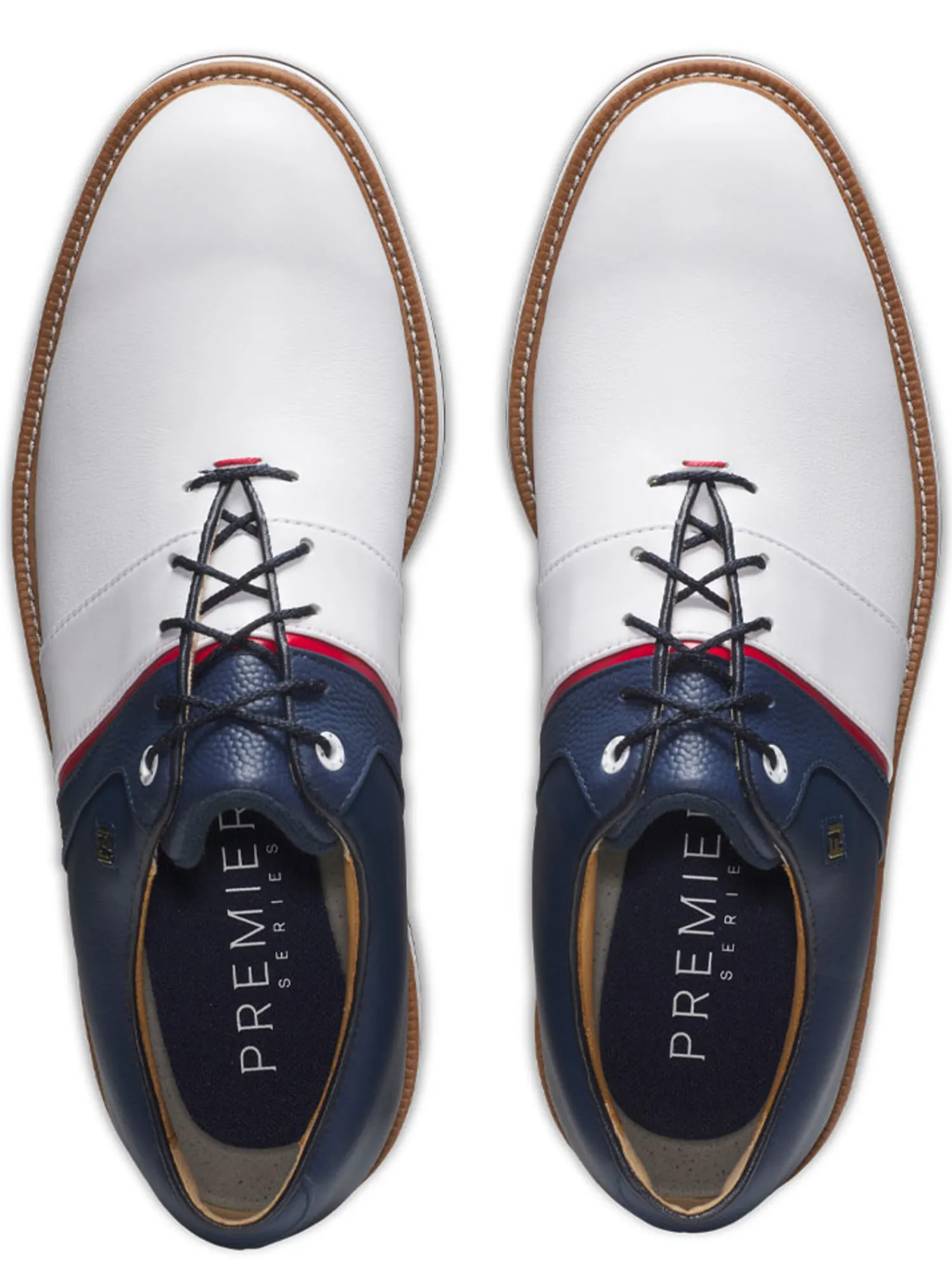 FootJoy Mens Golf Shoes|Premiere Series Packard Liberty Limited Edition Golf Shoes - White/Navy