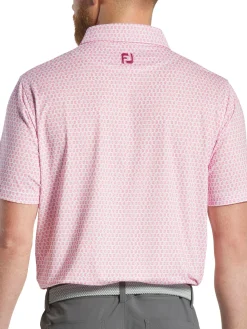 FootJoy Shirts|Salamander Print Lisle Polo Shirt (Athletic Fit) - White/Pink