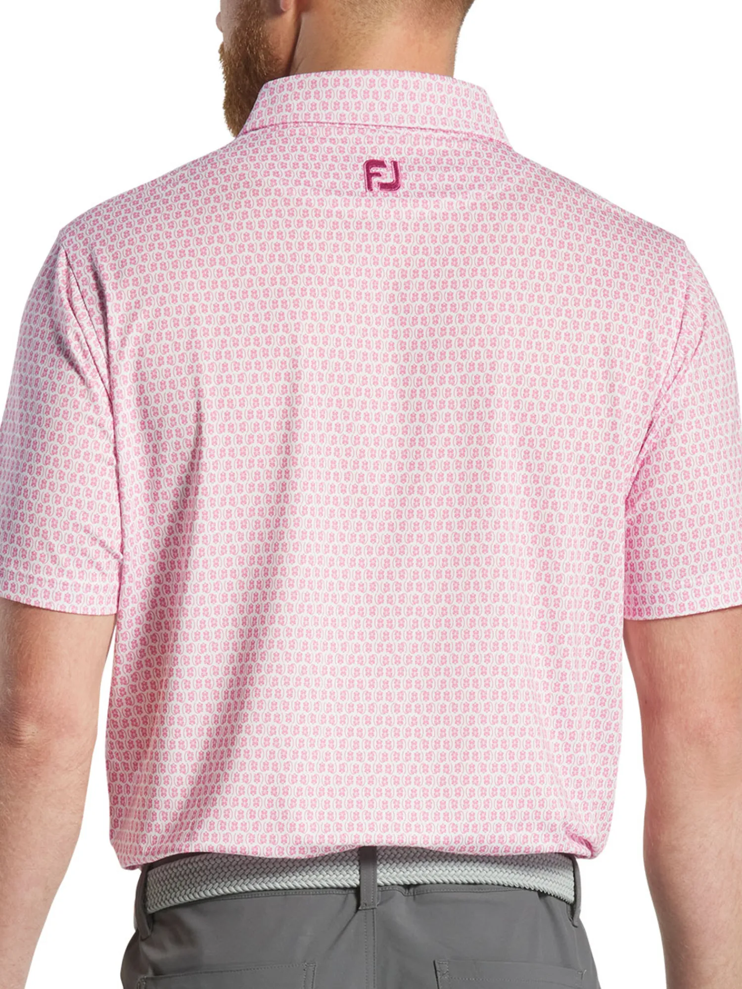 FootJoy Shirts|Salamander Print Lisle Polo Shirt (Athletic Fit) - White/Pink