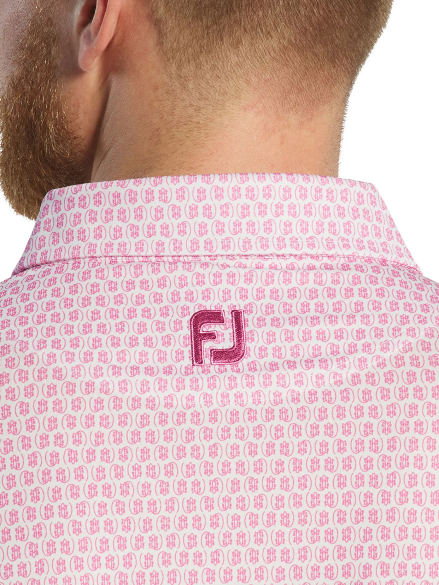 FootJoy Shirts|Salamander Print Lisle Polo Shirt (Athletic Fit) - White/Pink