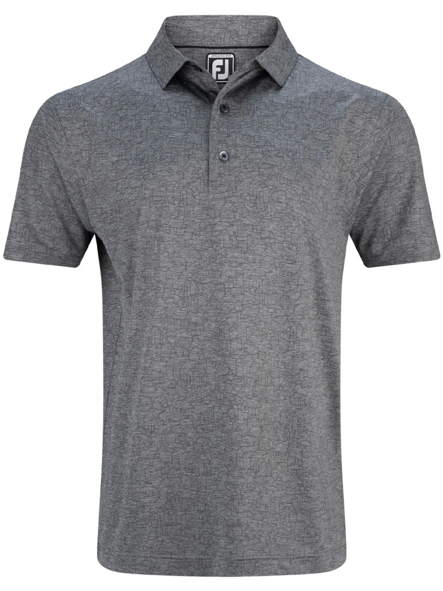 FootJoy Shirts|Scottish Town Print Lisle Polo Shirt (Athletic Fit) - Charcoal/Black