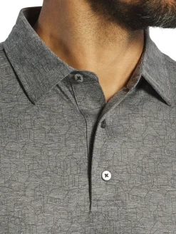 FootJoy Shirts|Scottish Town Print Lisle Polo Shirt (Athletic Fit) - Charcoal/Black
