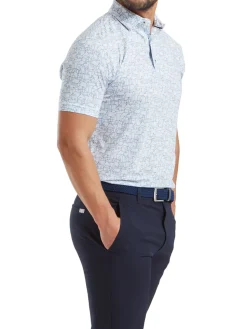 FootJoy Shirts|Scottish Town Print Lisle Polo Shirt (Athletic Fit) - White/Navy
