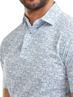 FootJoy Shirts|Scottish Town Print Lisle Polo Shirt (Athletic Fit) - White/Navy