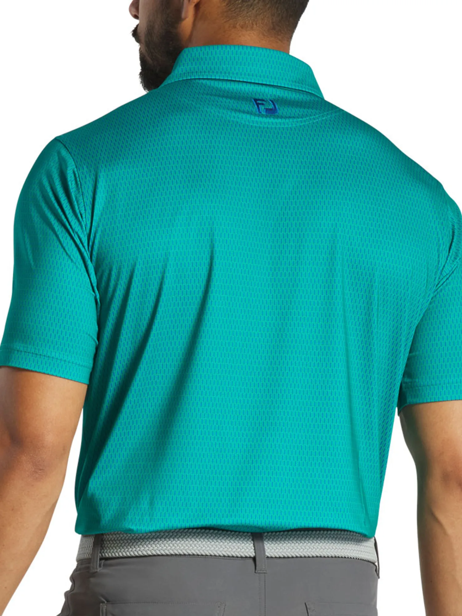 FootJoy Shirts|Skyscraper Print Lisle Polo Shirt (Athletic Fit) - Blue/Emerald
