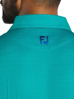FootJoy Shirts|Skyscraper Print Lisle Polo Shirt (Athletic Fit) - Blue/Emerald
