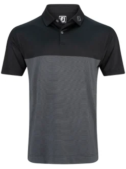 FootJoy Shirts|Tonal Block Lisle Polo Shirt (Athletic Fit) - Black