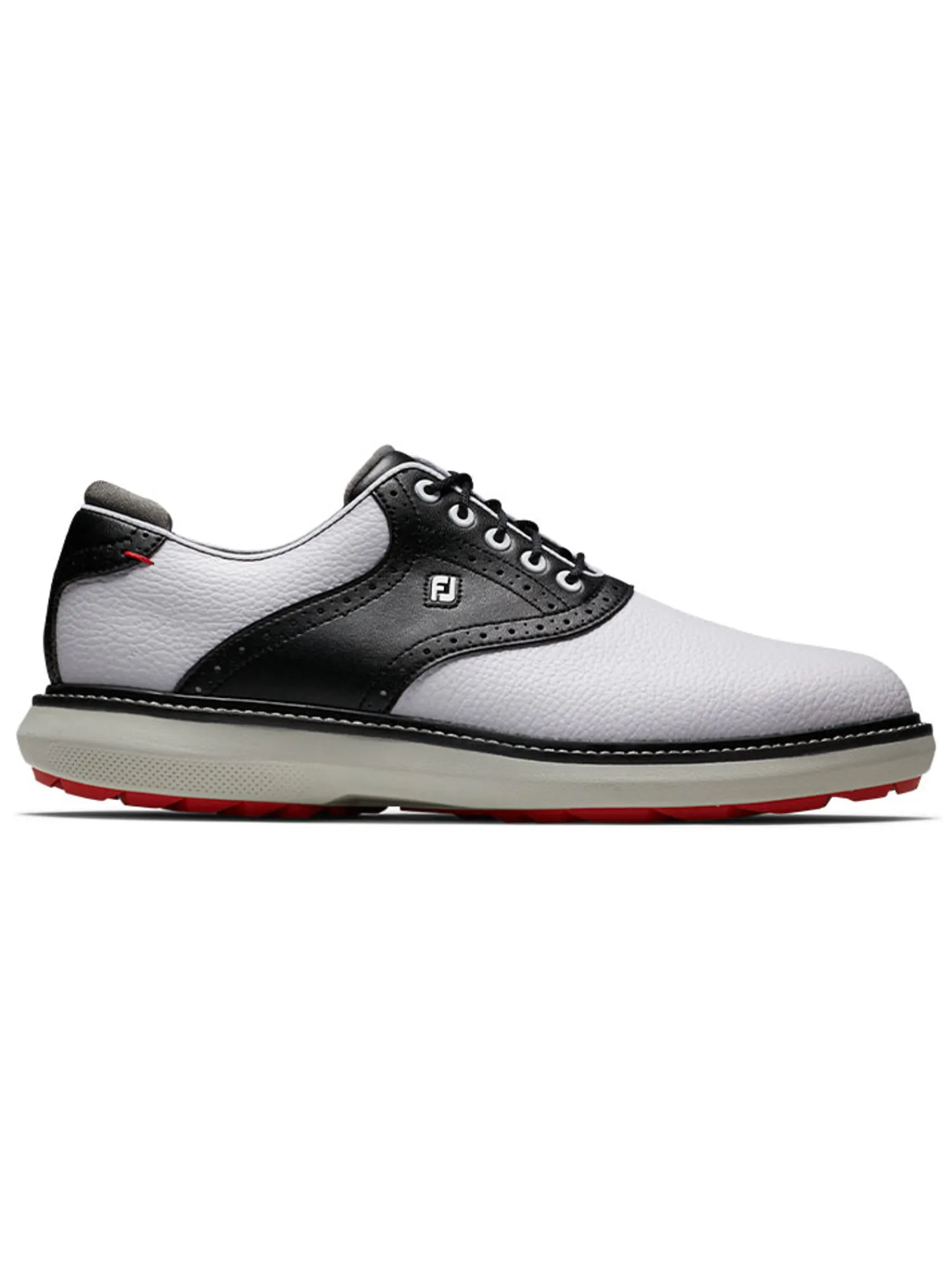FootJoy Mens Golf Shoes|Traditions Spikeless Golf Shoes - White/Black