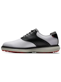 FootJoy Mens Golf Shoes|Traditions Spikeless Golf Shoes - White/Black