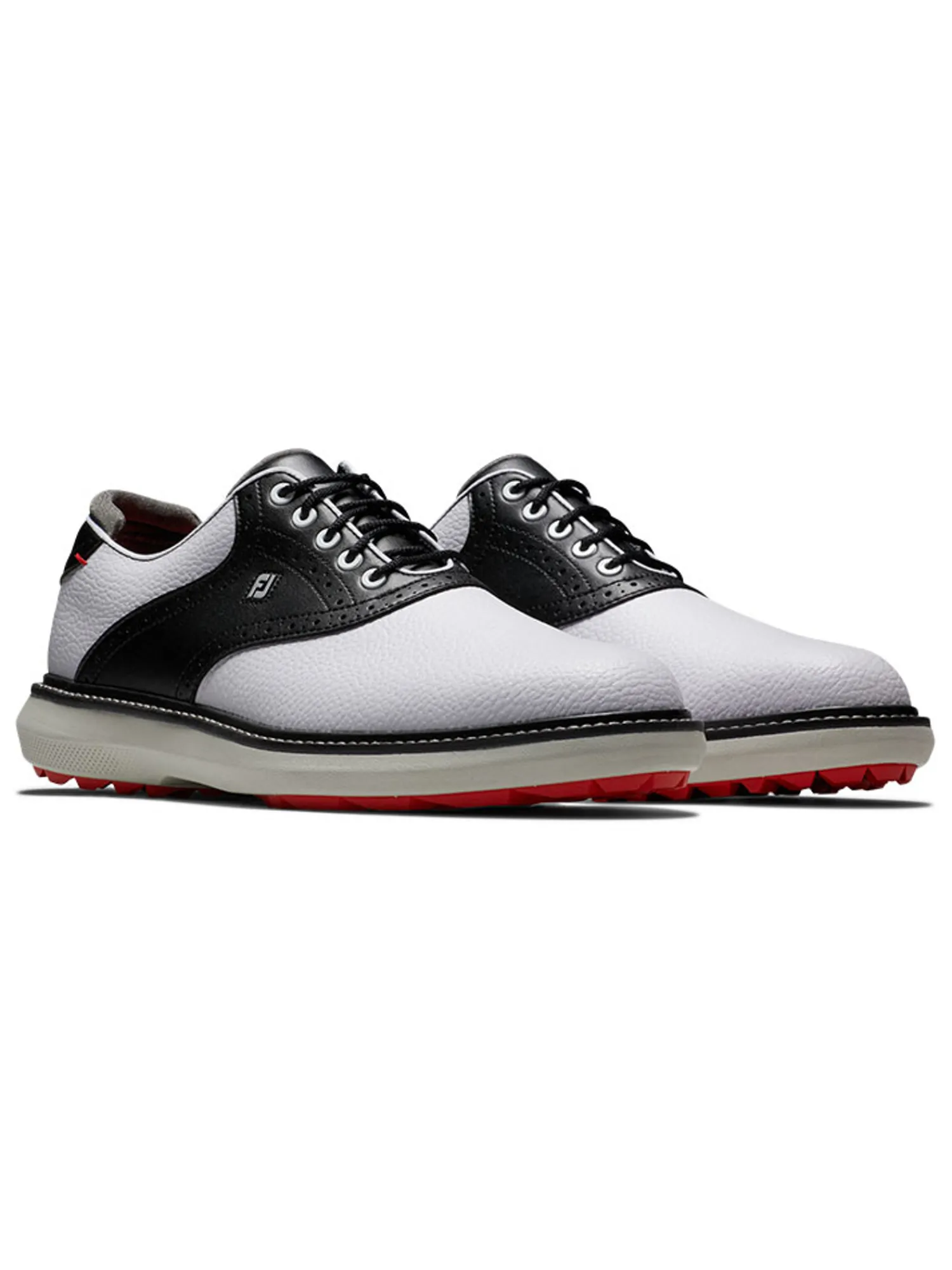 FootJoy Mens Golf Shoes|Traditions Spikeless Golf Shoes - White/Black