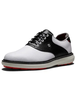FootJoy Mens Golf Shoes|Traditions Spikeless Golf Shoes - White/Black