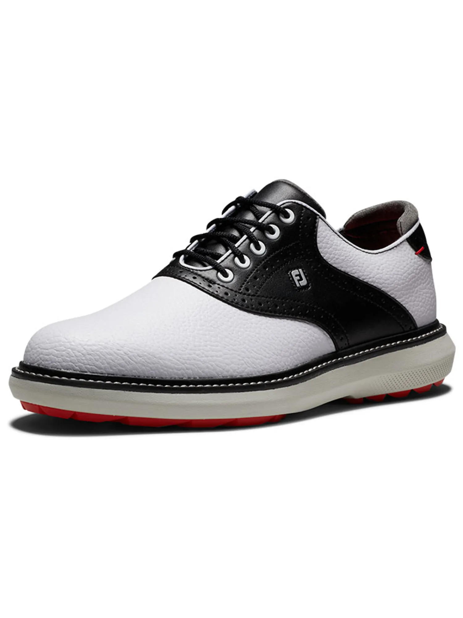 FootJoy Mens Golf Shoes|Traditions Spikeless Golf Shoes - White/Black