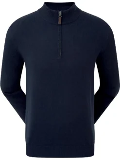 FootJoy Jumpers|Wool Blend 1/2 Zip Pullover - Navy