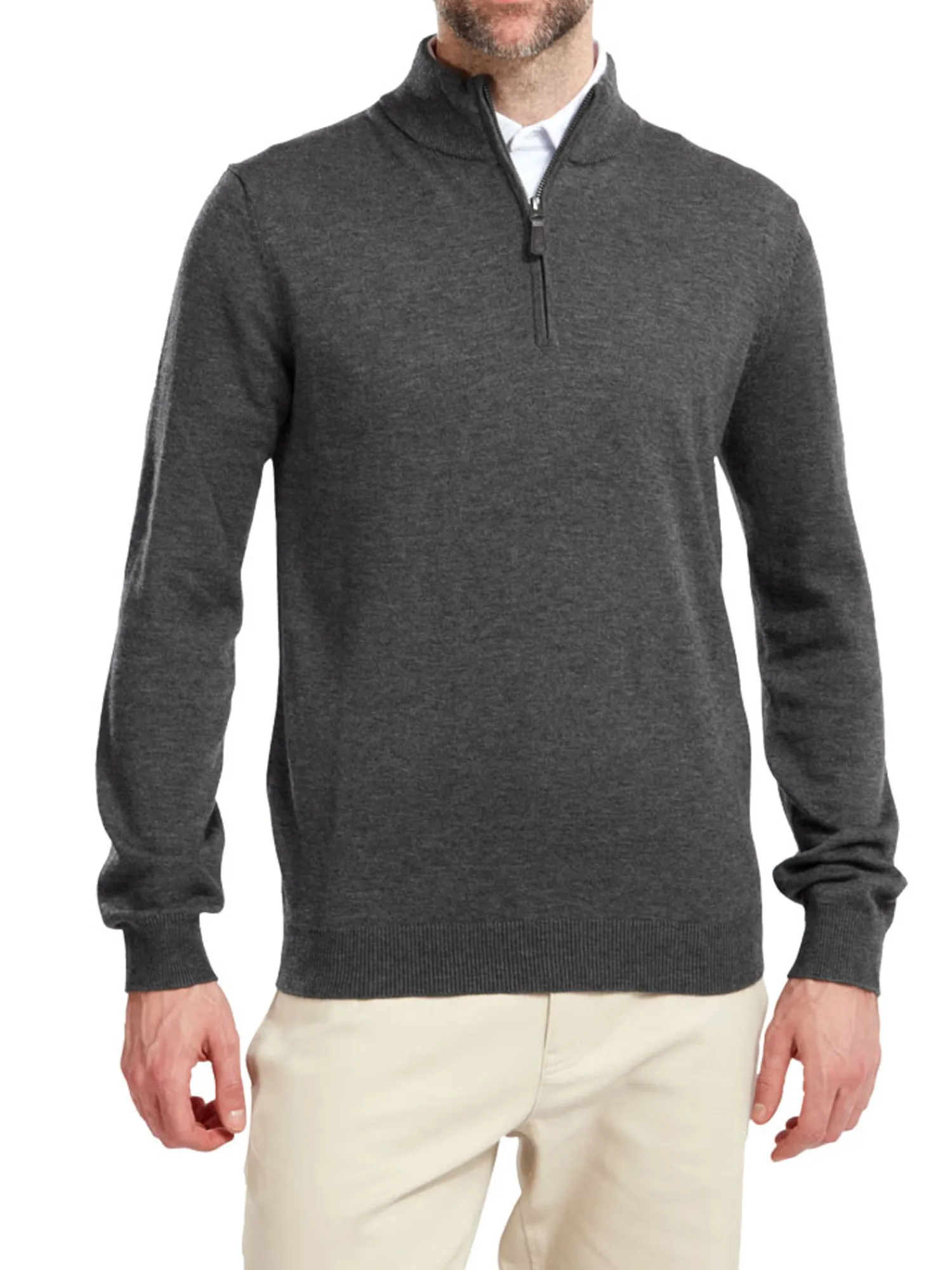 FootJoy Jumpers|Wool Blend 1/2 Zip Pullover - Heather Charcoal