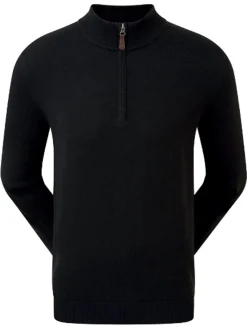 FootJoy Jumpers|Wool Blend 1/2 Zip Pullover - Black