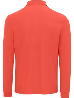 Greg Norman Shirts|Long Sleeve Pique Shark Polo - Spiced Coral