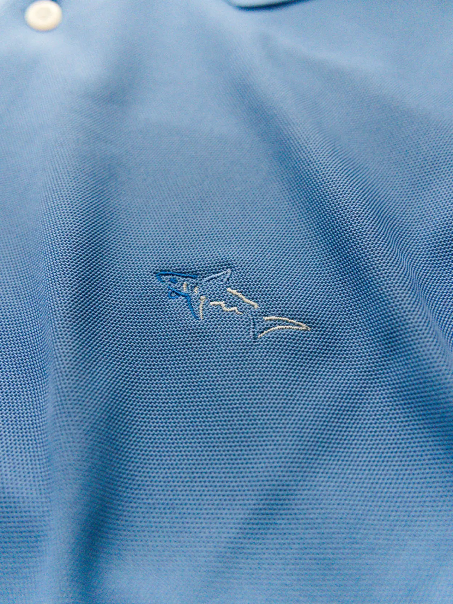 Greg Norman Shirts|Long Sleeve Pique Shark Polo - Riverside Blue