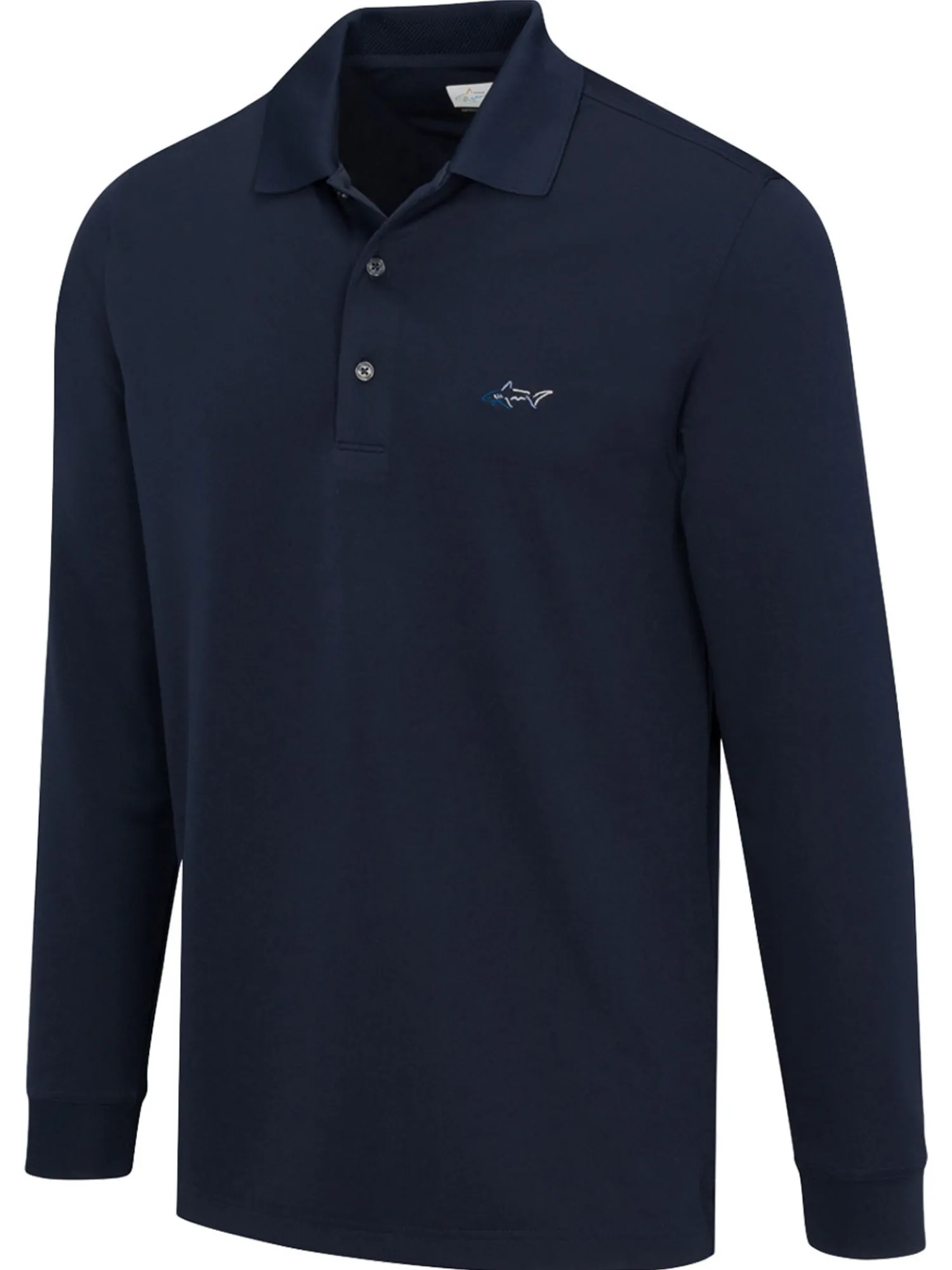 Greg Norman Shirts|Long Sleeve Pique Shark Polo - Navy