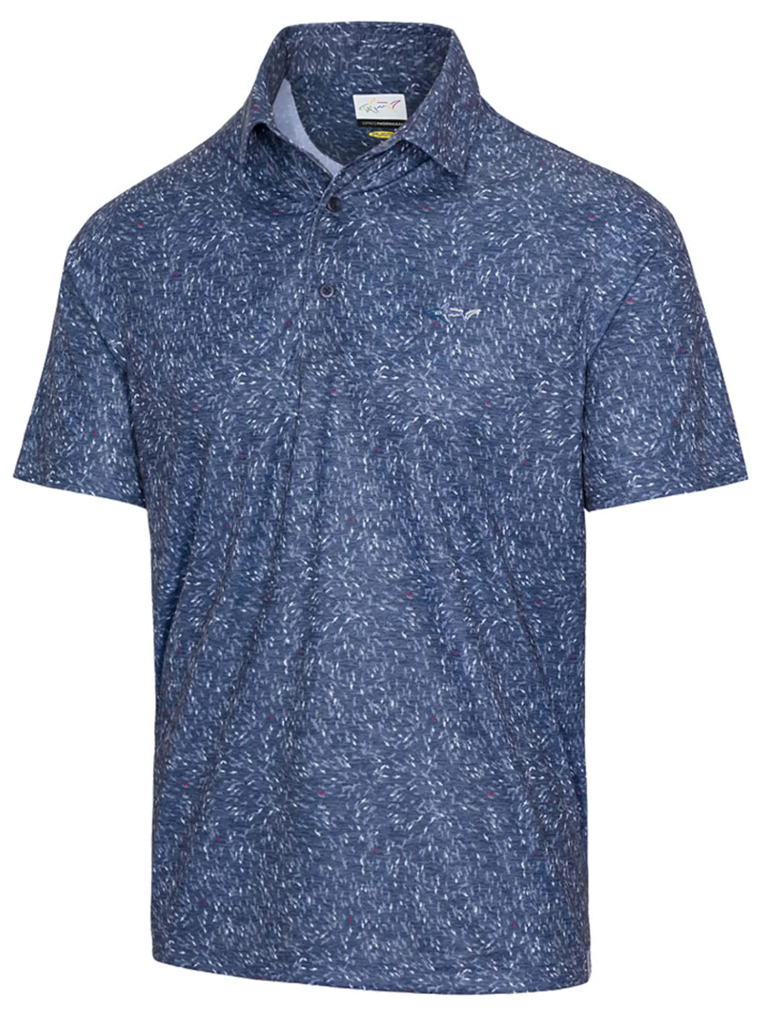 Greg Norman Clearance Clothing|Shark Frenzy Print Polo - Navy/Deep Rose/Blue Dusk