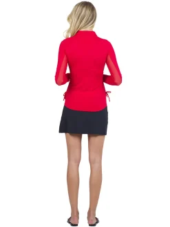 IBKUL Shirts|Adjustable Long Sleeve Zip Polo - Red