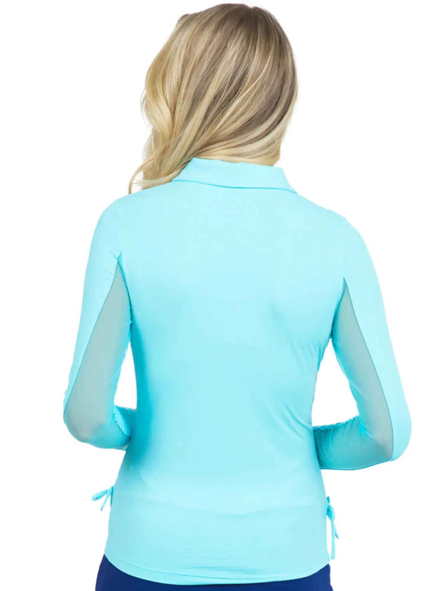 IBKUL Shirts|Adjustable Long Sleeve Zip Polo - Seafoam