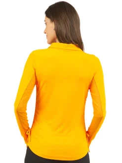 IBKUL Shirts|Adjustable Long Sleeve Zip Polo - Orange Peel