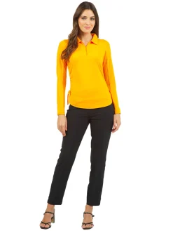 IBKUL Shirts|Adjustable Long Sleeve Zip Polo - Orange Peel