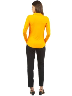 IBKUL Shirts|Adjustable Long Sleeve Zip Polo - Orange Peel