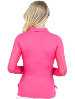 IBKUL Shirts|Adjustable Long Sleeve Zip Polo - Watermelon