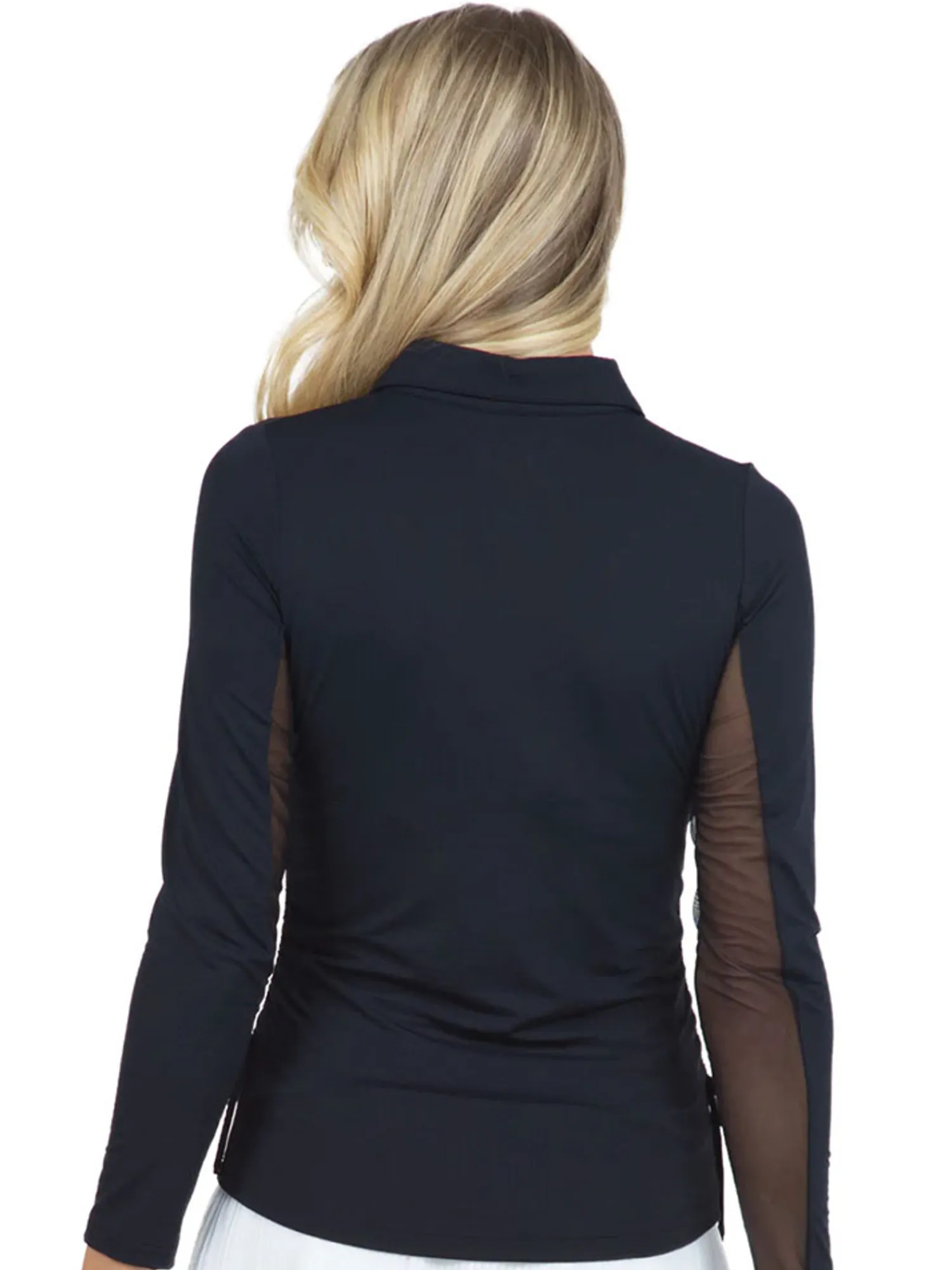 IBKUL Shirts|Adjustable Long Sleeve Zip Polo - Black