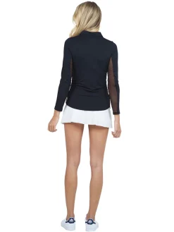 IBKUL Shirts|Adjustable Long Sleeve Zip Polo - Black