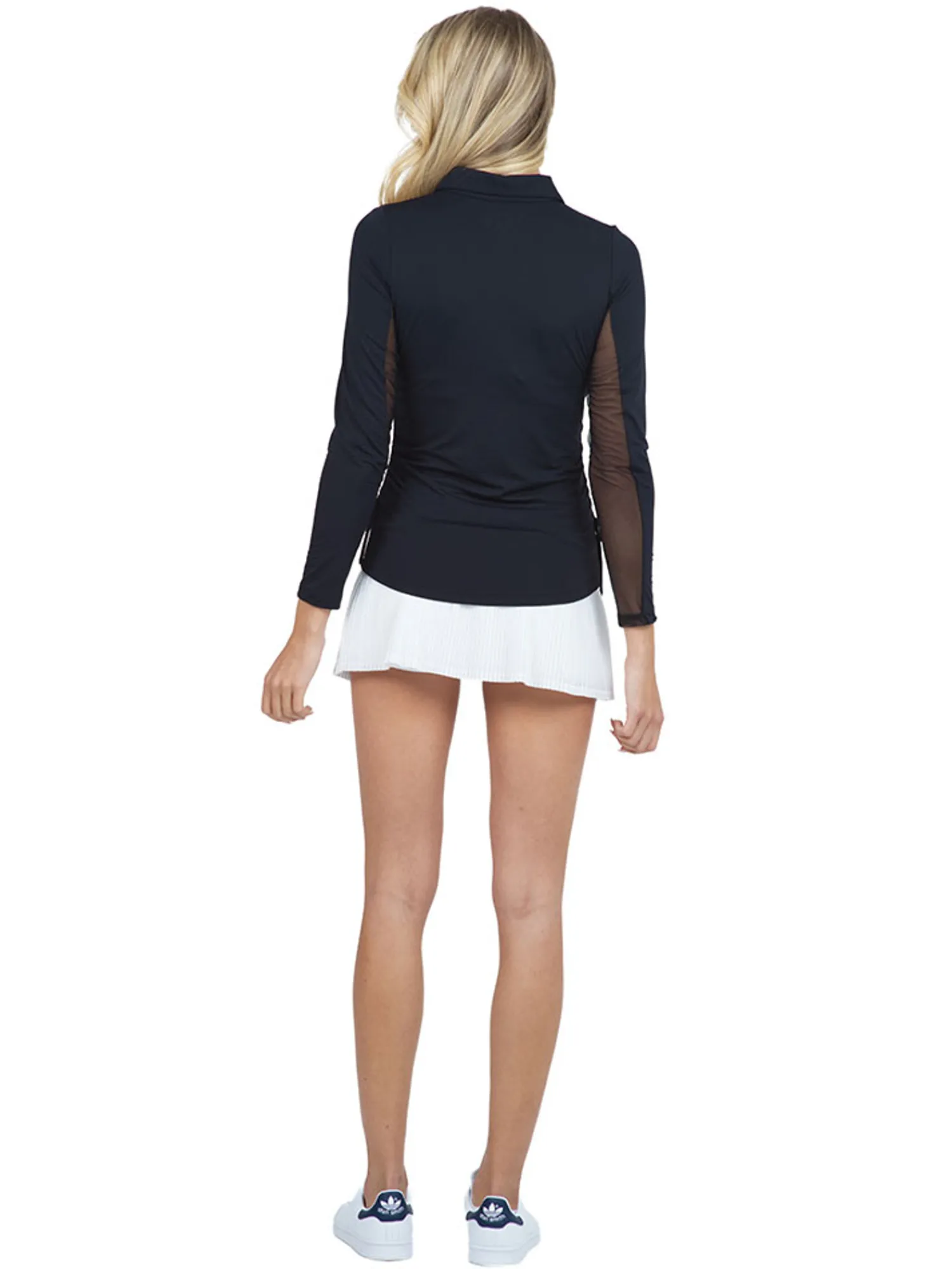 IBKUL Shirts|Adjustable Long Sleeve Zip Polo - Black