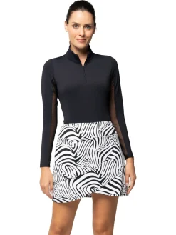 IBKUL Skorts & Dresses|Cecilia Print Layered Skort (17.25") - Black/White
