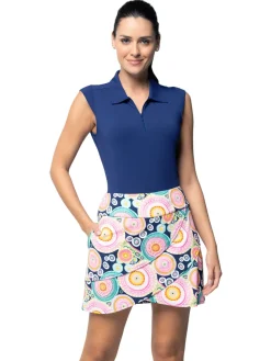 IBKUL Skorts & Dresses|Leona Print Layered Skort (17.25") - Navy Multi