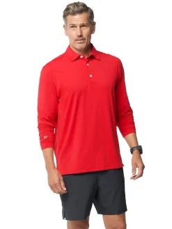 IBKUL Shirts|Men's Long Sleeve Polo - Red