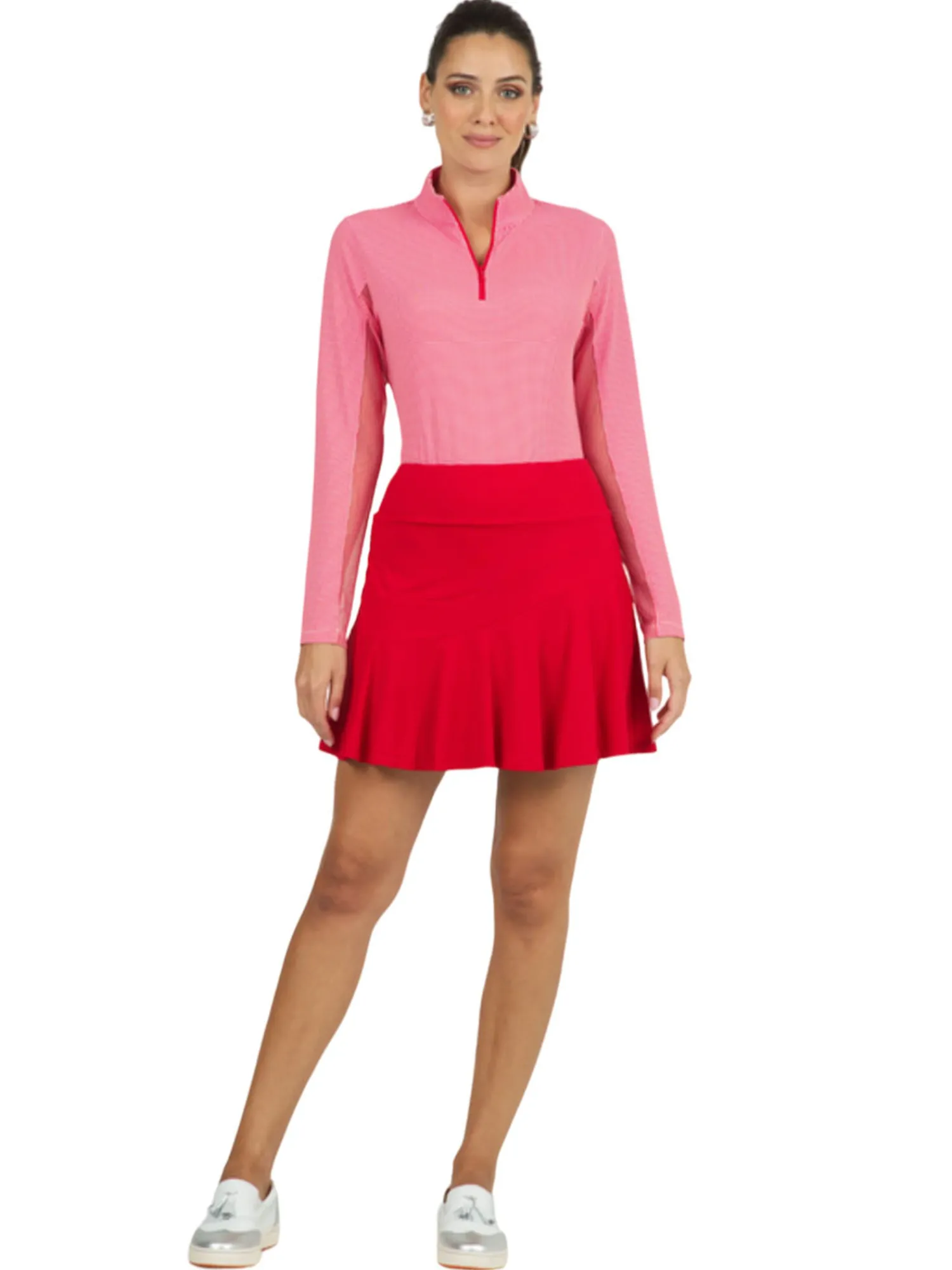 IBKUL Skorts & Dresses|Solid Flounce Skort (16.25") - Red