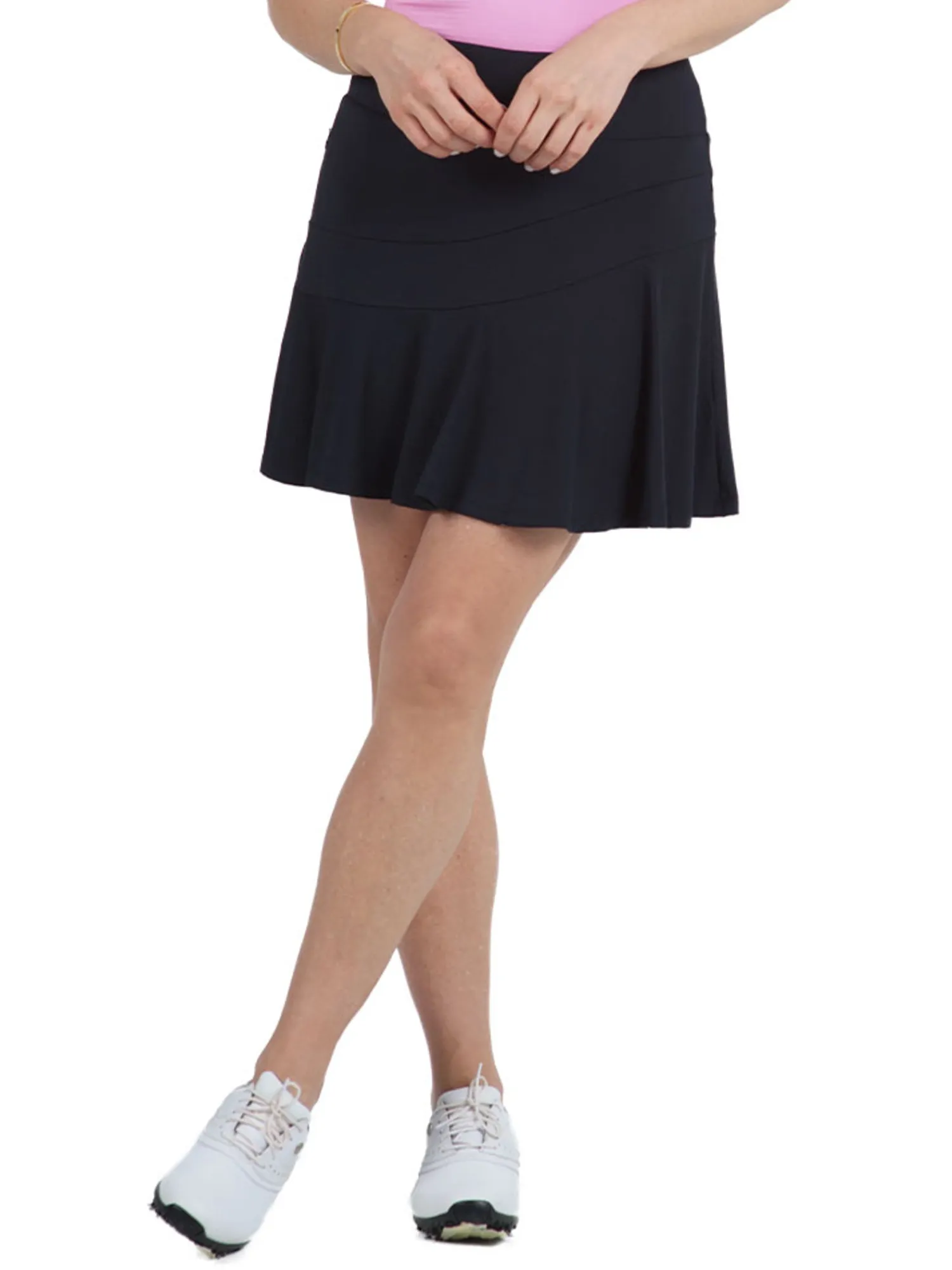 IBKUL Skorts & Dresses|Solid Flounce Skort (16.25") - Black