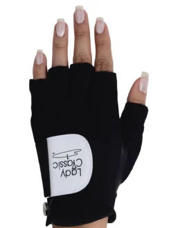Lady Classic Womens Golf Gloves|Clearance Gloves|Half Glove - Black